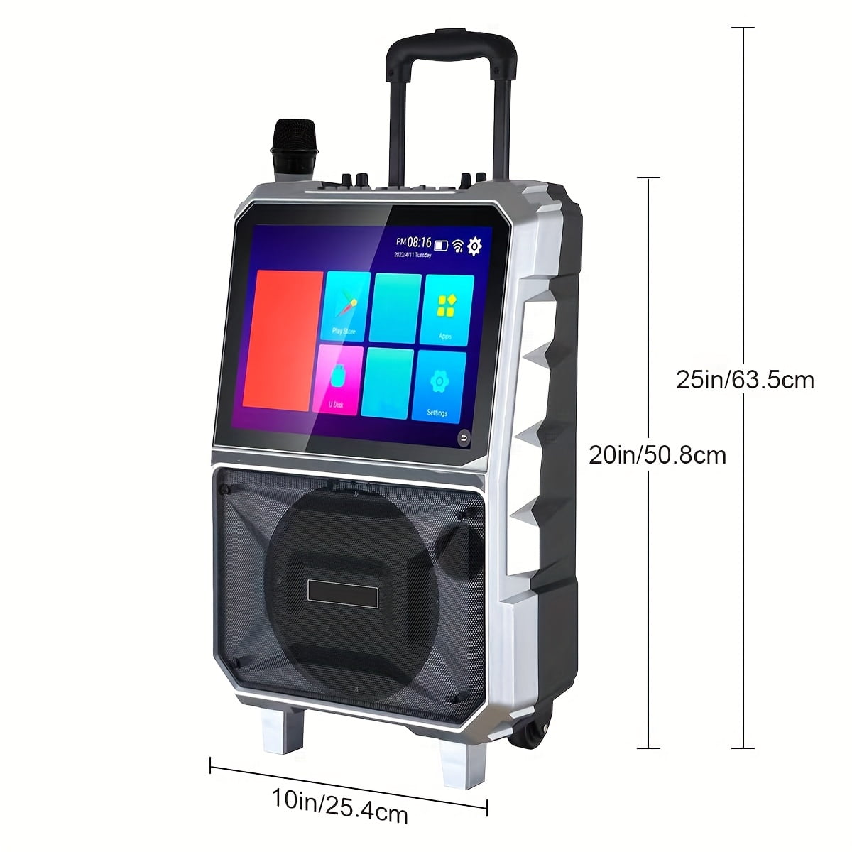 RIDWIND 8" Subwoofer Karaoke System with Lyrics Display, Built-in Tablet, Rechargeable Wireless Speaker with One Mics & DJ Lights, All-in-One Entertainment for Adults, Home & Party Use