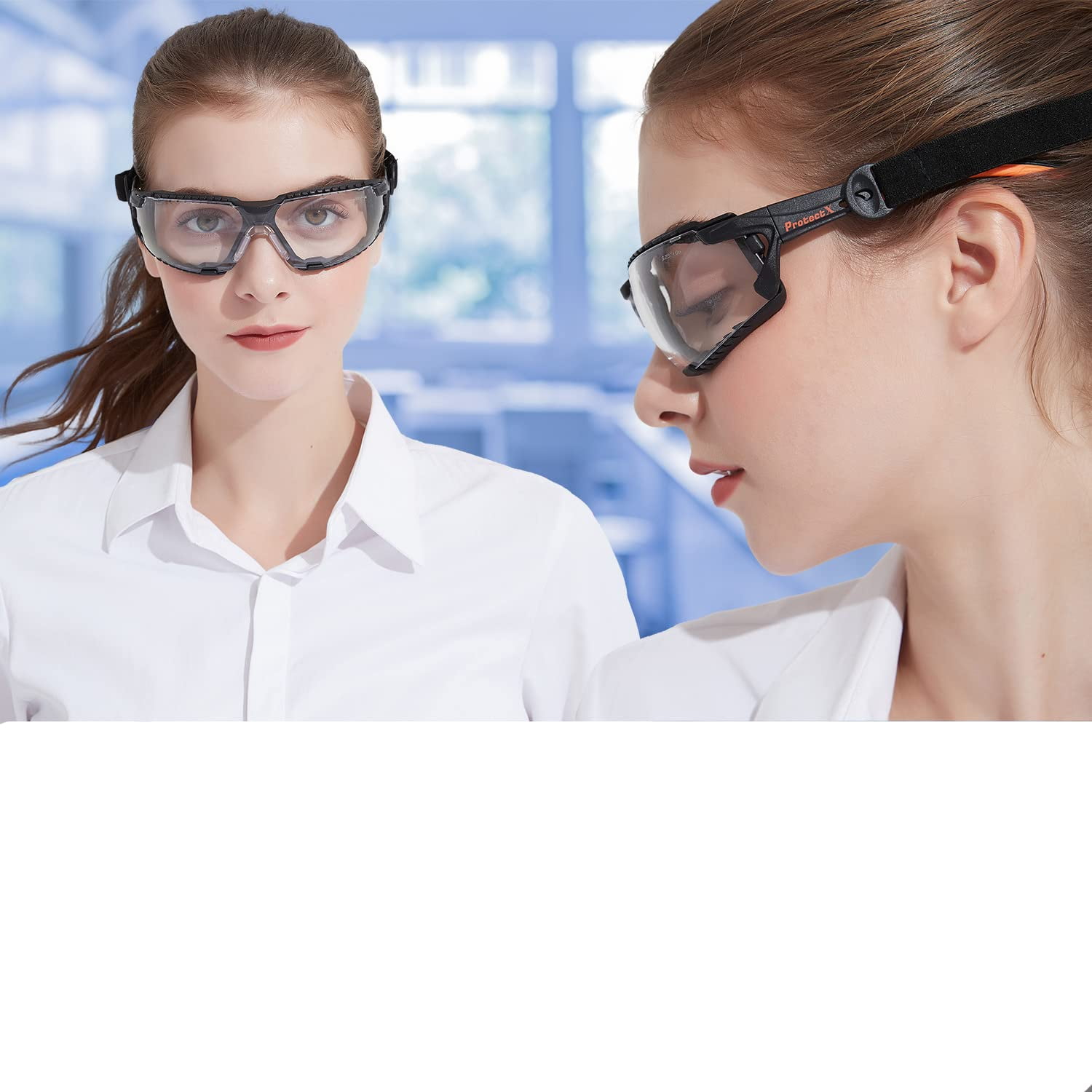 ProtectX Safety Glasses Foam Lens Wrap w Strap, Scratch Resistant Anti Fog Polycarbonate Lenses ANSI Z87.1 with UV Protection