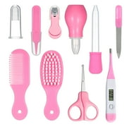 Baby Healthcare and Grooming Kit 10 PCS Digital Thermometer Comb Nail Nasal Aspirator Food Feeder Infant Shower Care Nursery Set