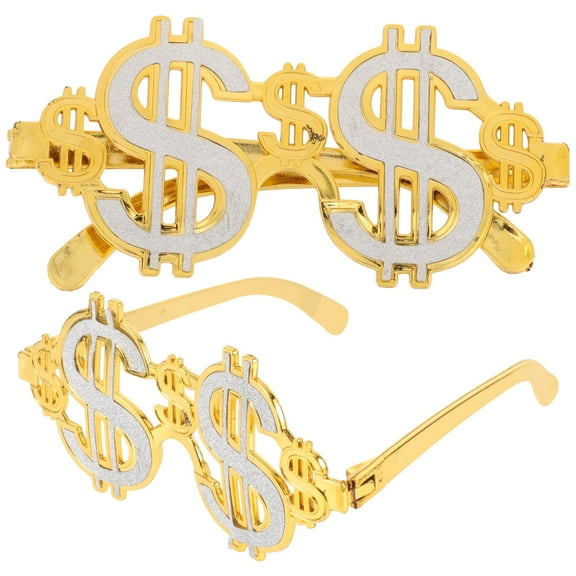 Masteelf Golden Plastic Party Glasses for Fun Photo Props and Carnival Decorations 2pcs