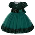 thumbnail image 4 of NAISIBABY Little Girls Princess Dress, Short Sleeve Tutu Mesh Glitter Sequin Wedding Pageant Birthday Formal Dress Green 4T, 4 of 5