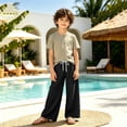 thumbnail image 6 of Miaoju Girls Pants Wide Leg School Uniform Pants Cozy Elastic Waist Summer Casual Beach Lounge Trousers with Pockets, 6 of 9