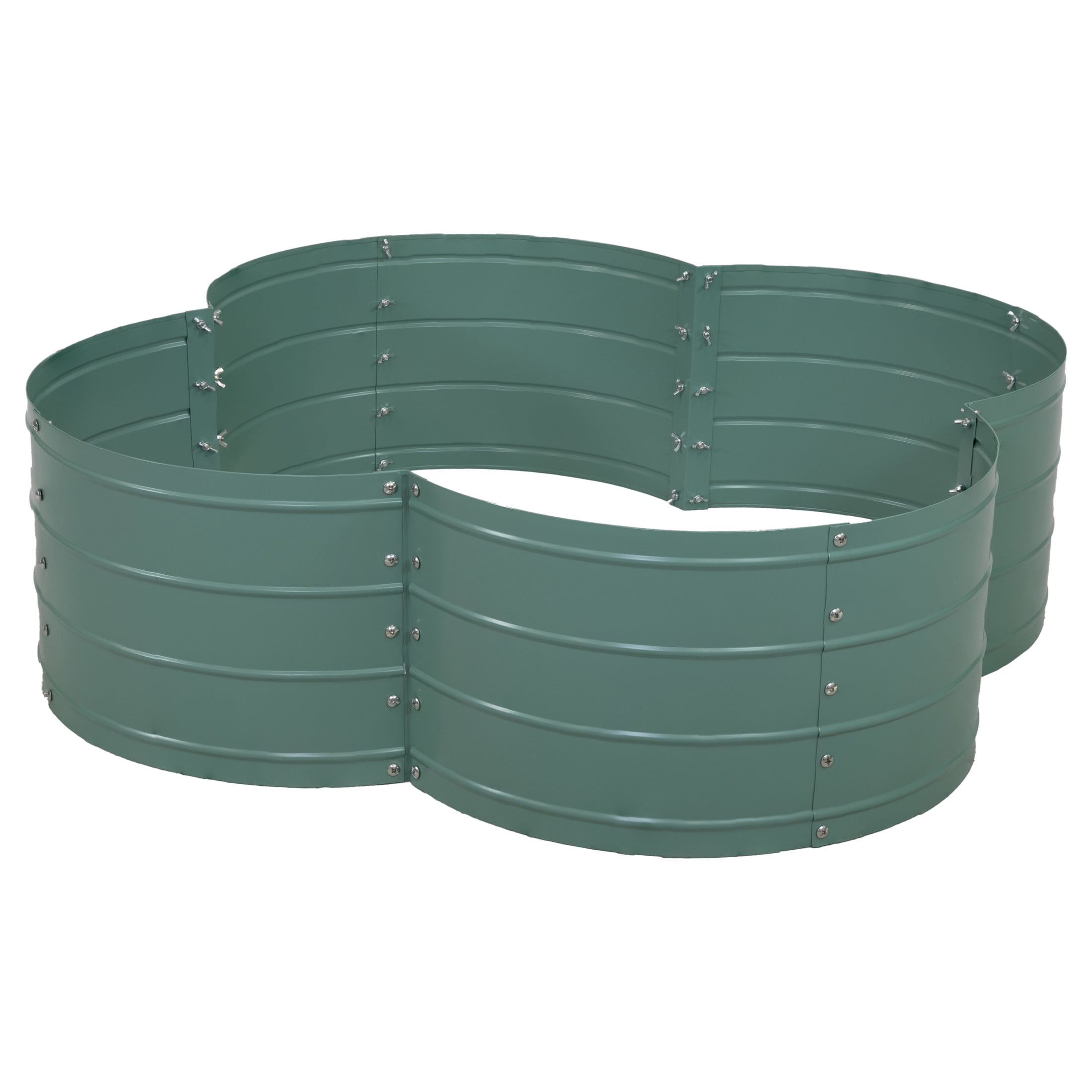 Sunnydaze 43" x 43" x 12" 4-Leaf Clover Green Galvanized Steel Outdoor Raised Garden Bed