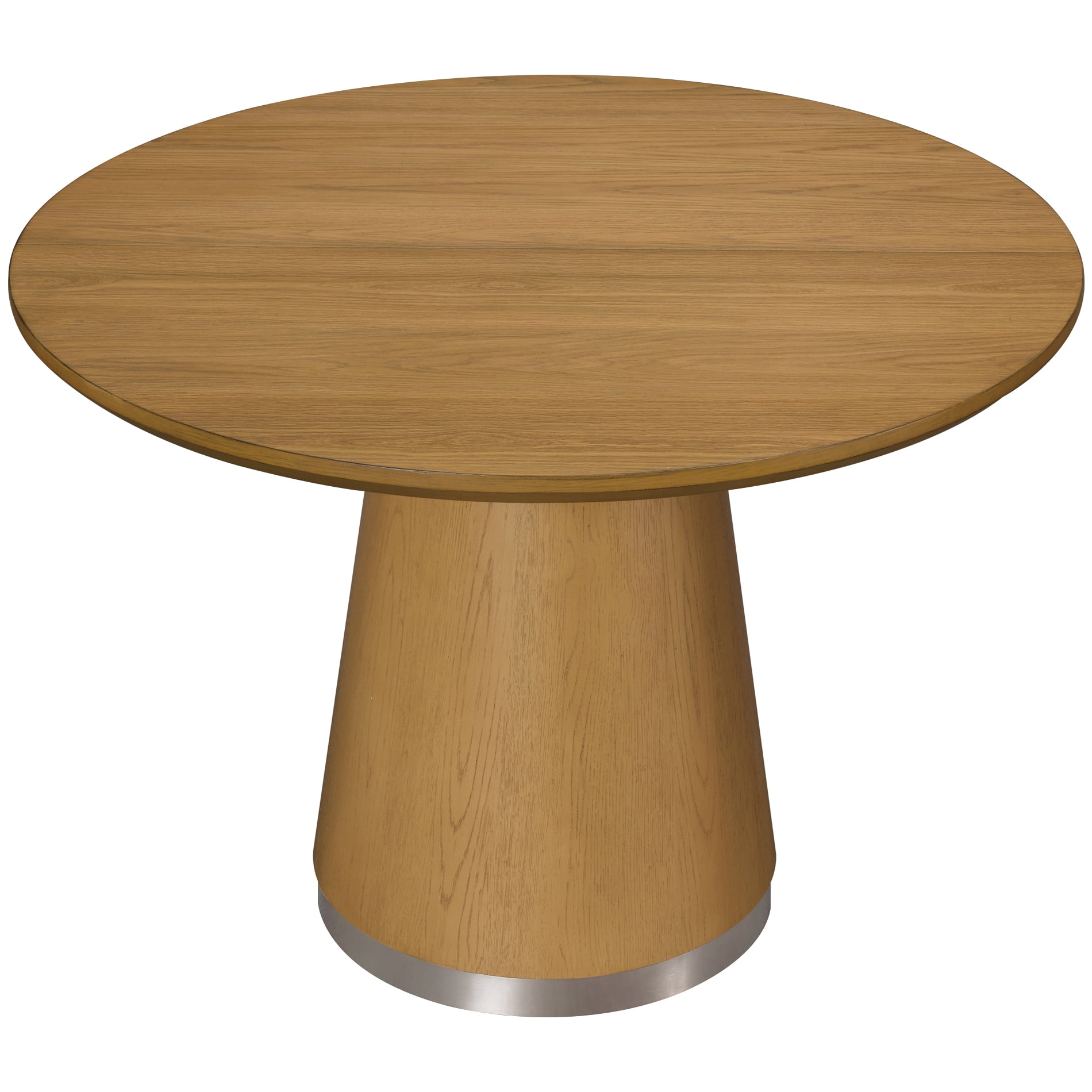 Wood Round Dining Table With Pedestal Base for 2-4, 43" Kitchen Table for Small Space, Apartment, Brown Wood Grain