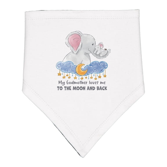 Inktastic My Godmother Loves Me to the Moon and Back Elephant Family Baby Bandana Bib