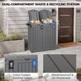 thumbnail image 5 of ZenSports 76Gal Dual Outdoor Trash Can W/Lid & Drip Tray, Weatherproof PP Patio Garbage Bin W/Wet, Dry Sorting Tags & 3 Ground Anchors & Ashtray, Gray, 5 of 10