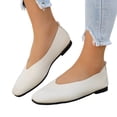 thumbnail image 4 of OOOUM Women V Cut Faux Leather Ballet Flats Slip On Soft Casual Slip On Loafers Lightweight Flexible Daily Walking Shoes Beige US:6.5, 4 of 8