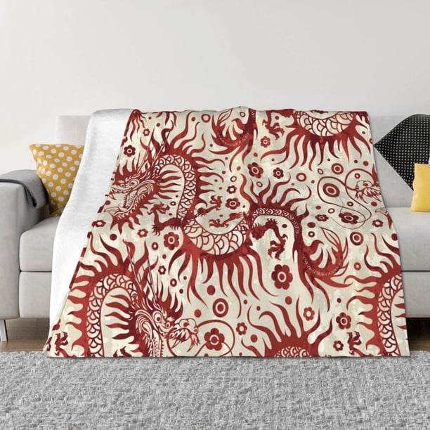 Fotbe Dragons1 Manta de Franela con Estampado, Manta Ultrasuave para Cama, Sofá, Auto, Hipoalergénica y Antibolitas-60"x50"