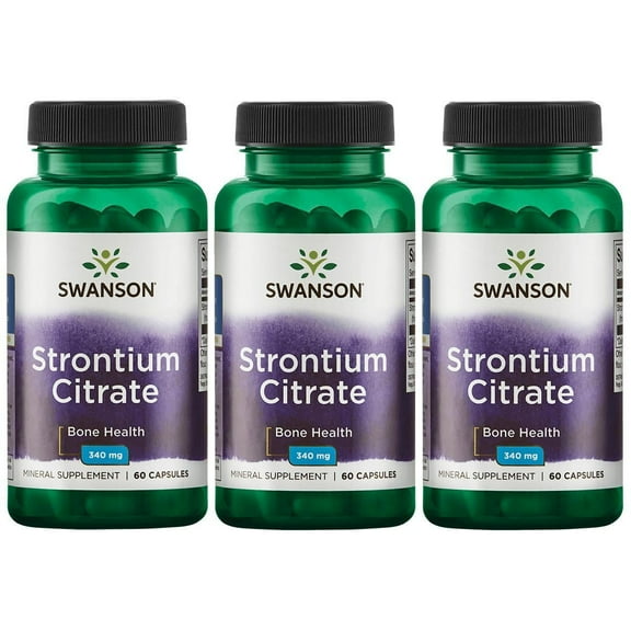 Swanson Strontium Citrate 340 mg 60 Caps (3 Pack)