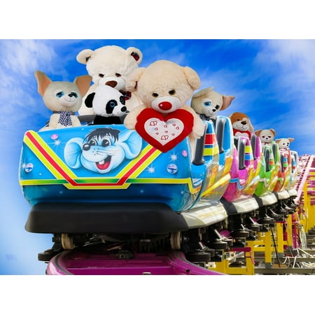 Fun Roller Toy Canvas Print Emotions Soft Toys Teddy Fun Roller Coaster Joy Stretched Canvas 10 x 14 ()
