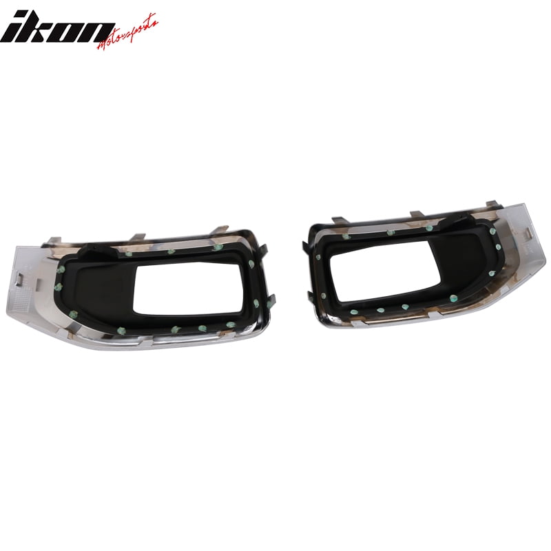 Fits 15-17 Yukon Front Fog Lamp Foglight Chrome Bezel Pair LH RH Clear Lens