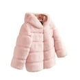 thumbnail image 2 of OGLCCG Kids Girls Winter Faux Fur Coats Full Zip Long Sleeve Thermal Fleece Thick Jacket with Hood Trendy Warm Soft Outwear 2-13 Years, 2 of 3