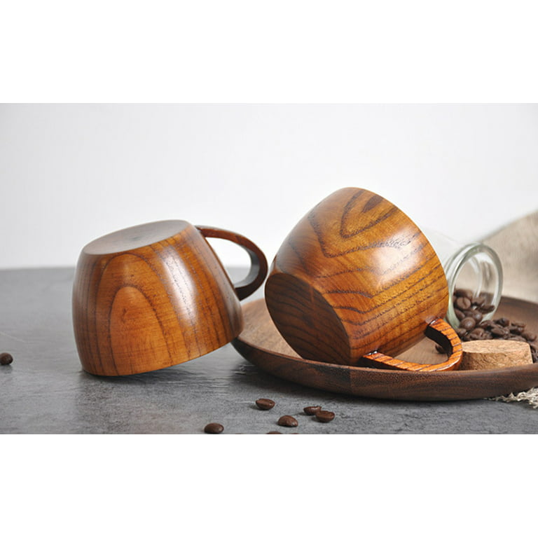 Kiplyki Wholesale Handmade Natural Solid Wood Tea Cups Wooden Wine Coffee  Water Beer Mug Drinking