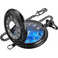 thumbnail image 1 of Reloj de bolsillo Tiong 4,5 cm con números romanos y cielo estrellado azul, 1 of 9