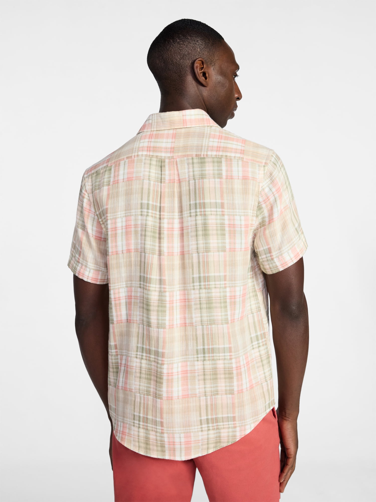 George Men's Patchwork Shirt with Short Sleeves, Sizes S-5XL