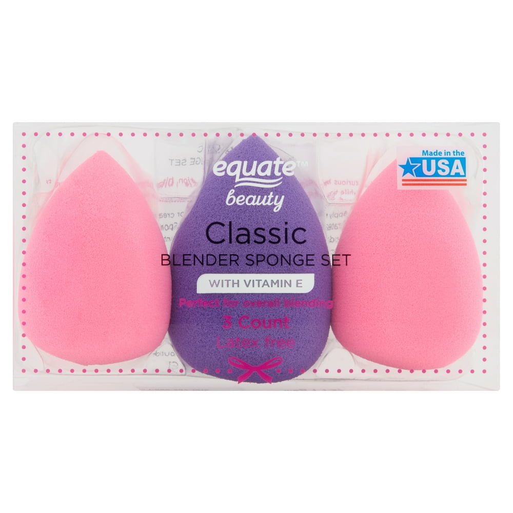 Equate Beauty Classic Blender Sponge Set, 3 Pcs