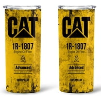 Athenstics Yellow CAT 1R 1807 Engine Oil Filter Advanced High Efficiency Caterpillar Tumbler 20 Oz,Gifts For C.A.T Lover, Caterpillar Tumbler, Double Wall Insulated Cups With Lids, With Straws