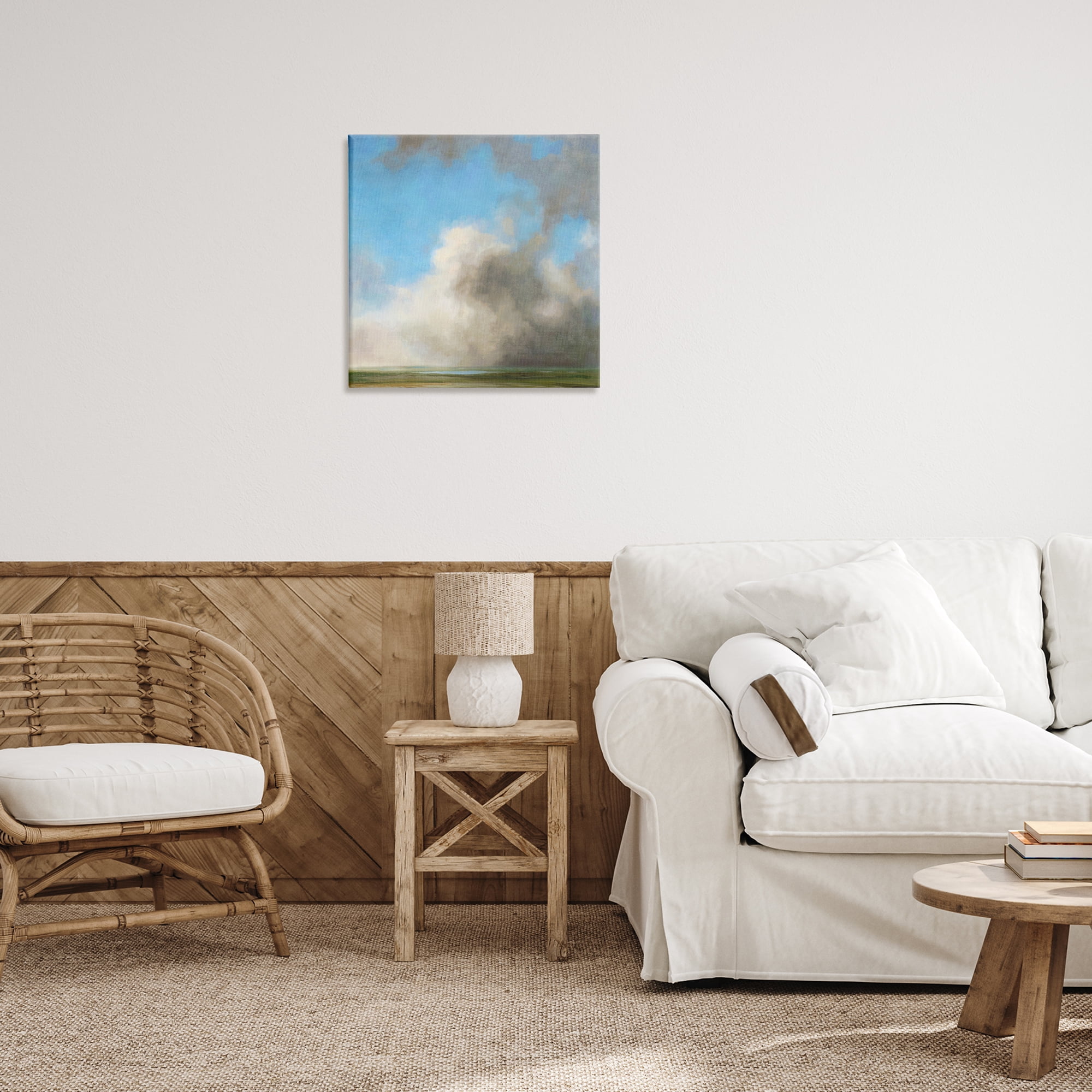 Stupell Industries Soft Full Clouds View Landscape & Nature Painting Wrapped Canvas Art Print Wall Art, 24 x 24