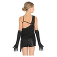 thumbnail image 2 of TiaoBug Girls Sequins Latin Dance Dress Tassel Leotard Fringed Bodysuit with Gloves Ballroom Dancing Outfit Black 6, 2 of 6