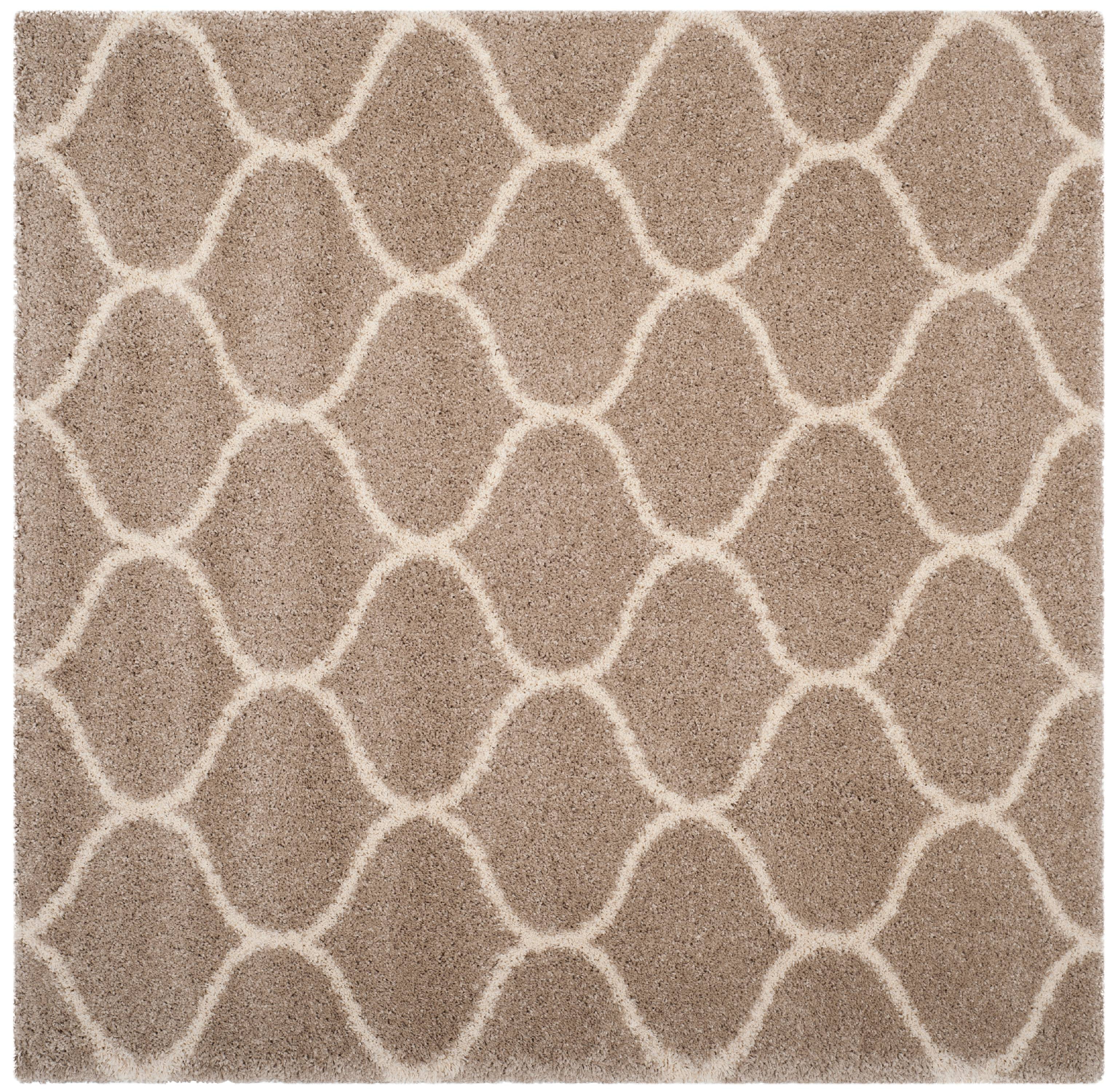 SAFAVIEH Hudson Arline Geometric Shag Area Rug, Beige/Ivory, 5' x 5' Square