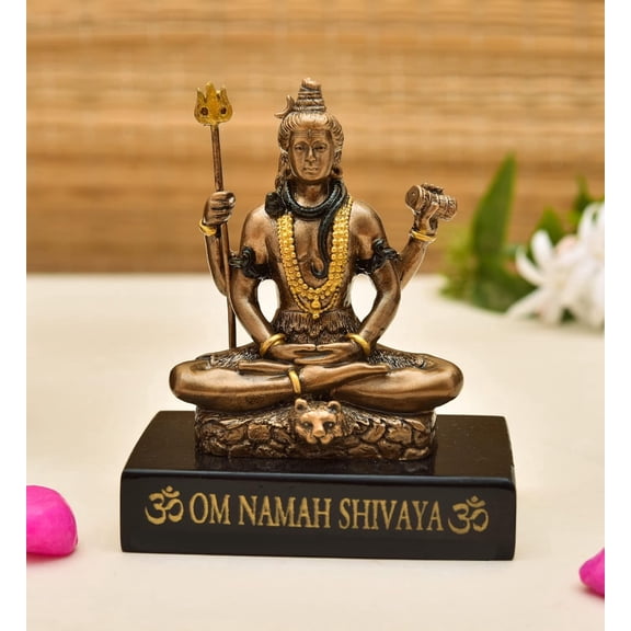 Polyresin Lord Shiva Murti Idol for Home Office Pooja Room, Om Namah Shivay Mahadev Statue, 4x3x2 Inch