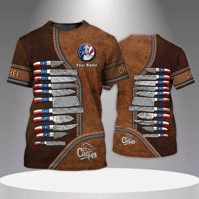 Camiseta de Chefworks para hombre, camisa Unisex con nombre personalizado, estampado 3D, regalo informal para Chef, DW57Adult size XL Gao Jinjia LED