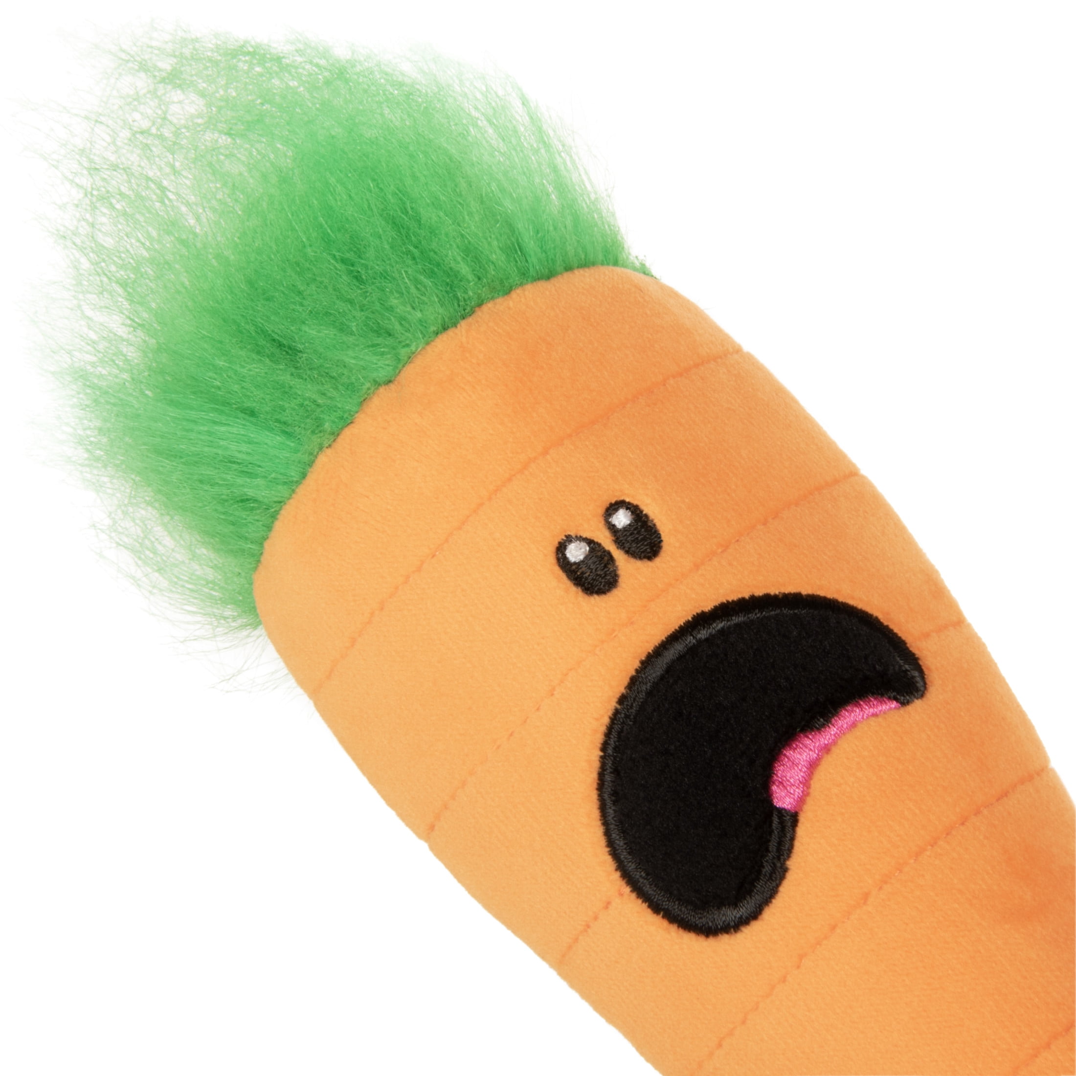 goDog Tough N Texture Carrot Durable Plush & Textured Silicone Squeaky Dog Toy with Chew Guard Technology, Medium, Orange