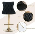 thumbnail image 4 of Black Bar Stools Set of 2, Adjustable Upholstered Counter Height Barstools with Back and Gold Footrest, Modern Velvet Swivel Barstools for Kitchen Counter, Black, 4 of 7