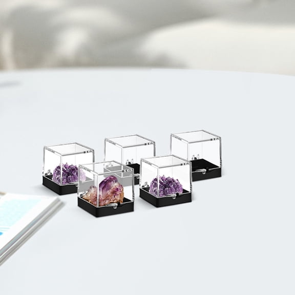 10PCS Square Stone Display Case Transparent Plastic Box Crystal Specimen Miniature Collection Jewelry Case