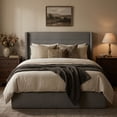 thumbnail image 1 of Aykah Zir Queen Size Bed Frame with Storage, Upholstered Heaboard, Modern Wingback Metal Queen Bed Frame with Hydrualic Storage, No Box Spring Required, Modern Design, 1 of 8