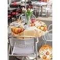 thumbnail image 4 of Outdoor Tablecloth with Umbrella Hole and Zipper, Orange Pumpkins Fall Round Table Cloth 60 Inch Waterproof Tablecloth, Thanksgiving Maple Leaves Botanical Picnic Table Cover for Patio Camping, 4 of 7