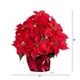 thumbnail image 5 of Nearly Natural 19in. Artificial Lush Poinsettia Arrangement in Red Wrapped Planter, 5 of 6