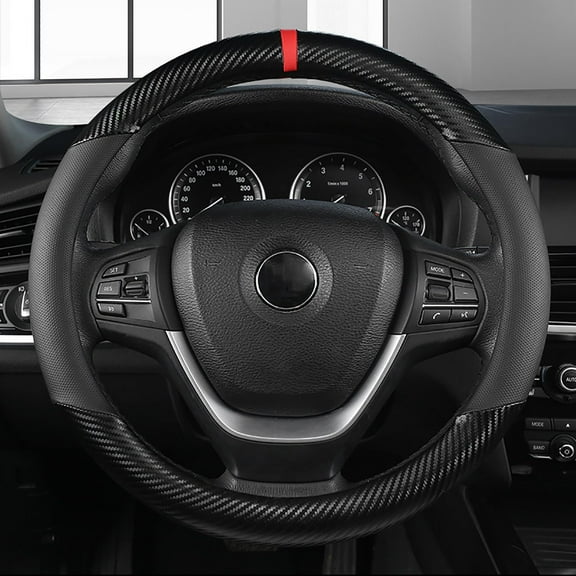 Carbon Fibre Car Steering Wheel 38CM Covers Universal for Cars Trucks Racing Vehicles