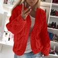 thumbnail image 2 of SuTry Womens Tops Slim Cropped Cardigan Fall Winter Soft Knit Long Sleeve Solid Color Casual Fashion Outerwear Sweater(Red#1,L), 2 of 6