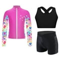 thumbnail image 2 of Alvivi 3Pcs Kids Girls Gymnastics Sports Outfits Cross Back Crop Top Vest and Shorts with Long Sleeve Jacket Set Black&Hot Pink 10, 2 of 6