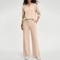 thumbnail image 4 of Women'S 2 Piece V Neck Lounge Set Matching Sweatsuits Lounge Sets For Women Airport Travel Outfits Comfy Athleisure Fall Winter Clothes Wide Leg Palazzo Pants, 4 of 8