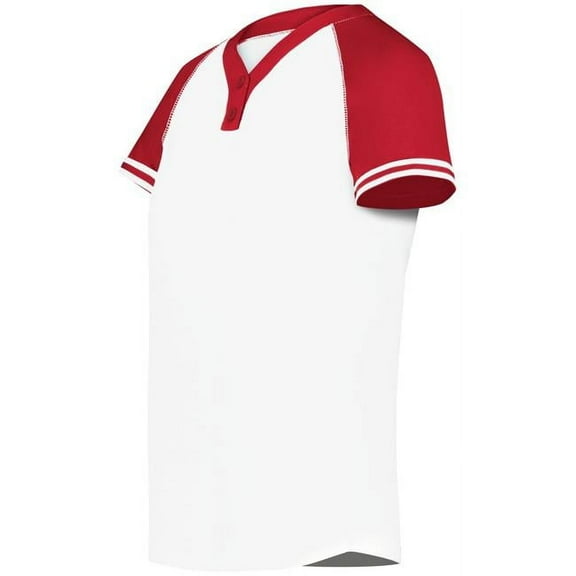 Augusta Sportswear 6918.235.S Girls Cutter Plus Henley Jersey, White & Scarlet - Small