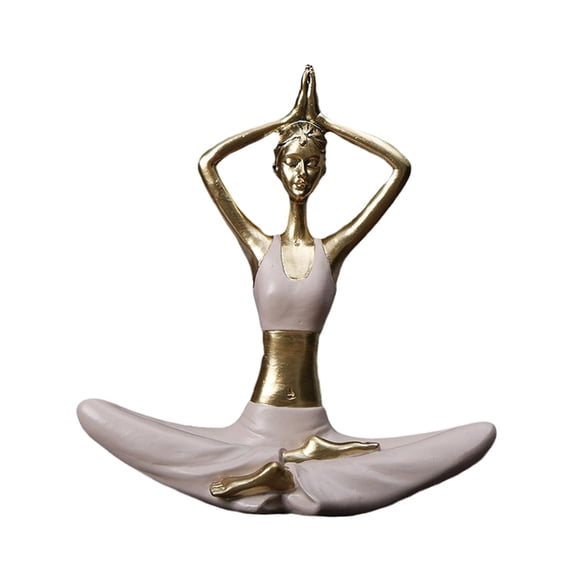 Xingzhi Yoga Statue Decorative Resin Women Yoga Pose Statue for Shelf Office Desktop Gold Style A