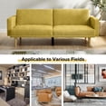 thumbnail image 4 of SYNGAR Convertible Sleeper Sofa Bed, Memory Foam Velvet Upholstered Futon Sofa Bed, Modern Sofa Bed for Small Space, Single Recliner with 2 Adjustable Backrest for Bedroom Apartment, Yellow, 4 of 7