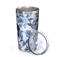 thumbnail image 2 of Blue Pioneer Flower and Bird 10oz Tumblers Stainless Steel Tumbler with Lid and Straw,Vacuum Insulated Double Wall Travel Tumbler Cups with Cleaning Brush for Coffee, Tea, 2 of 4
