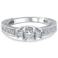 thumbnail image 4 of Pompeii 1/2ct Vintage Three Stone Princess Cut Diamond Engagement Ring 14K White Gold, 4 of 6