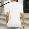 thumbnail image 4 of Women's Short Sleeve V-Neck Summer Tops Casual Work Basic Tees - Polyester/Spandex, Slim Fit, Lapel Design, Perfect for Office/Daily Wear, 4 of 7