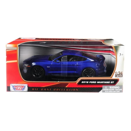 2018 Ford Mustang GT 5.0 Blue with Black Wheels 1/24 Diecast Model Car by (Best Wheels For Fox Body Mustang)