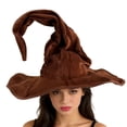thumbnail image 3 of Wide Brim Curly Peak Halloween Witch Costume Hats for Women Soft Lightweight Foldable Wizard Headwear Decorative Accessory for Night Party Wear,Brown, 3 of 6