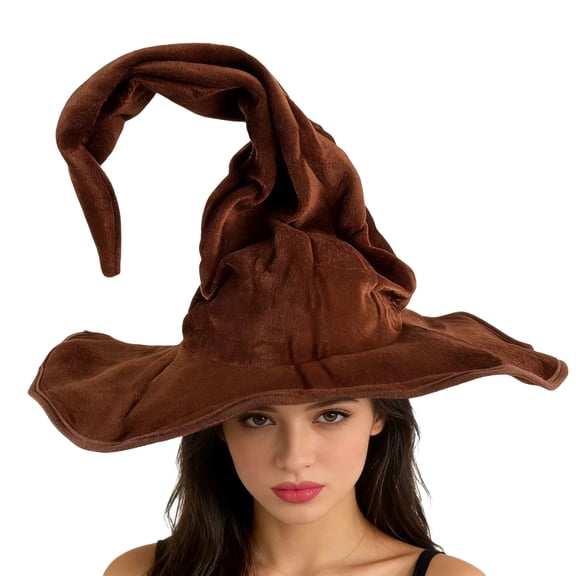 Wizard Hat for Adult Halloween Costume Witch Hat Cosplay Accessory Brown
