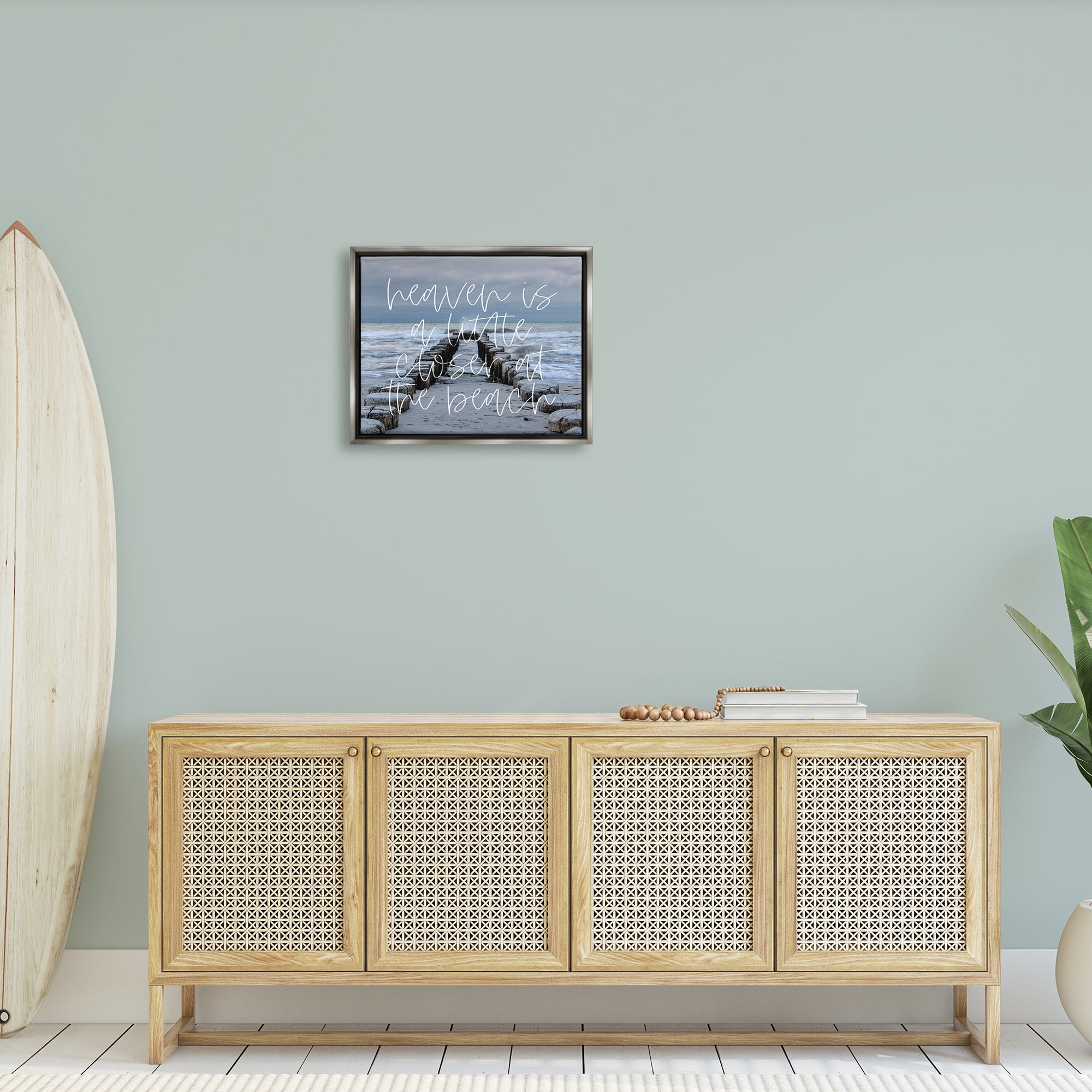 Stupell Heaven Closer At Beach Coastal Landscape Painting Gray Floater Framed Art Print Wall Art