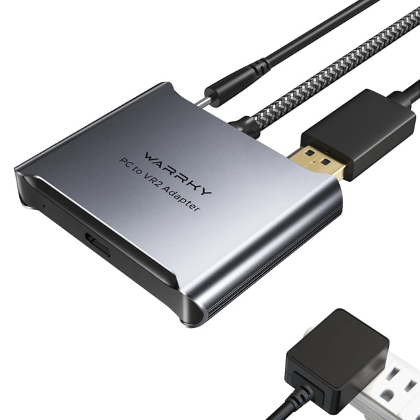 Adaptador PC Warrky PSVR2 con carcasa de aluminio y cable de nailon trenzado