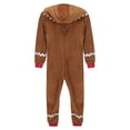 thumbnail image 4 of VNKIDY Kids Christmas Family Matching Brown Gingerbread Man Onesie With Hood Long Sleeve Soft Jumpsuit For Holiday Celebrations Festive Homewear Cozy Onesie, 4 of 9