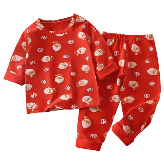 Xudanell Little Boys Cotton Pajamas Sets Short Sleeve Top with Long John Snug Fit 2 Piece Sleepwear (Red, 7-8 Years)