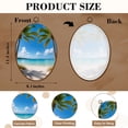 thumbnail image 3 of Canvas Wall Art Palm Trees Tropical Beach Clear Blue Coastal Modern Ocean Clouds Sand Oval Framed Canvas Prints Vintage Wall Hanging Decor for Home Decorations 8.6"x11.4", 3 of 7